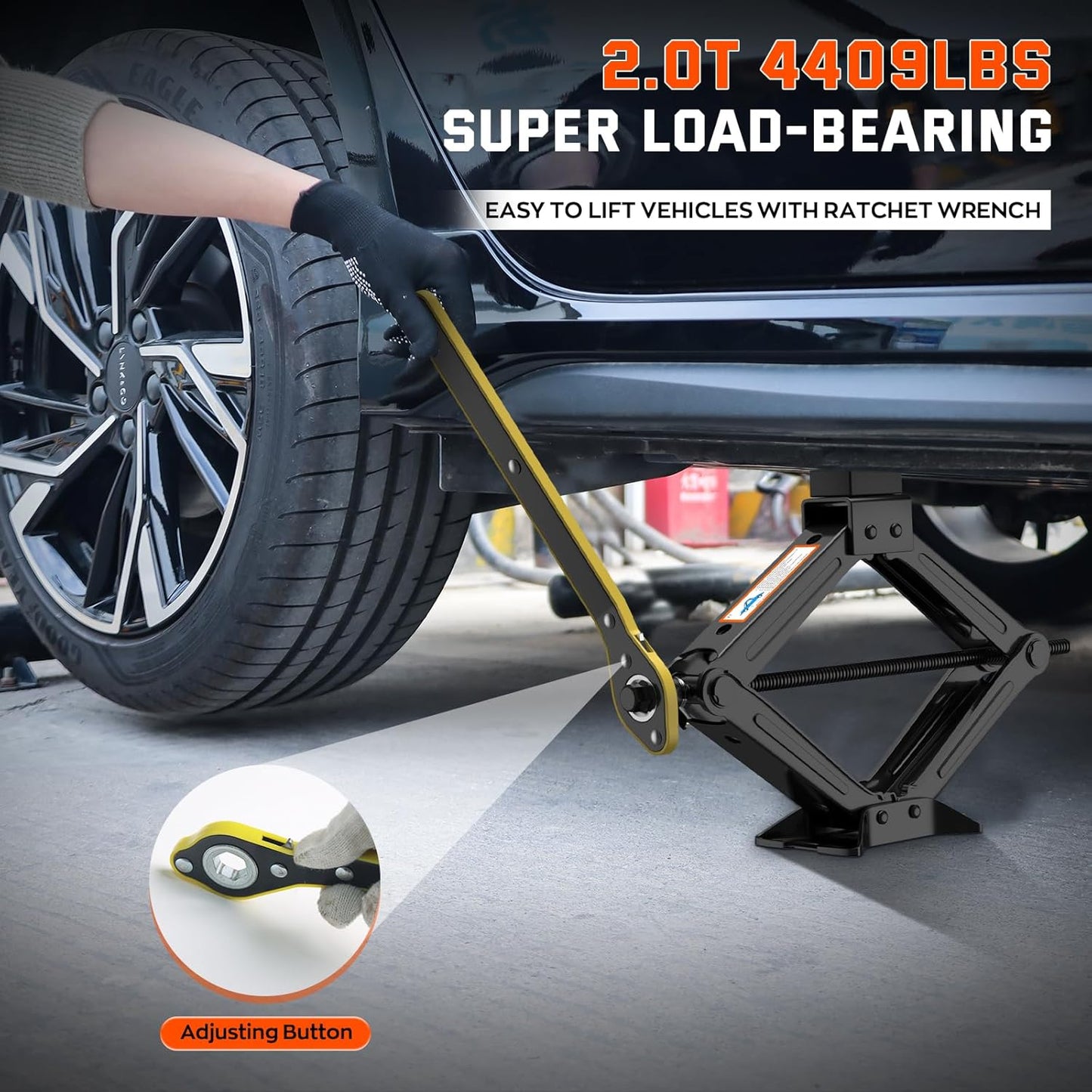 Universal Car Jack Kit Scissor Jack for Car 2 Ton Spare Tire Changing Kit,Portable Tire Jack Repair Kit with Lug Wrench,Car Lifting Jack for Auto/SUV/MPV