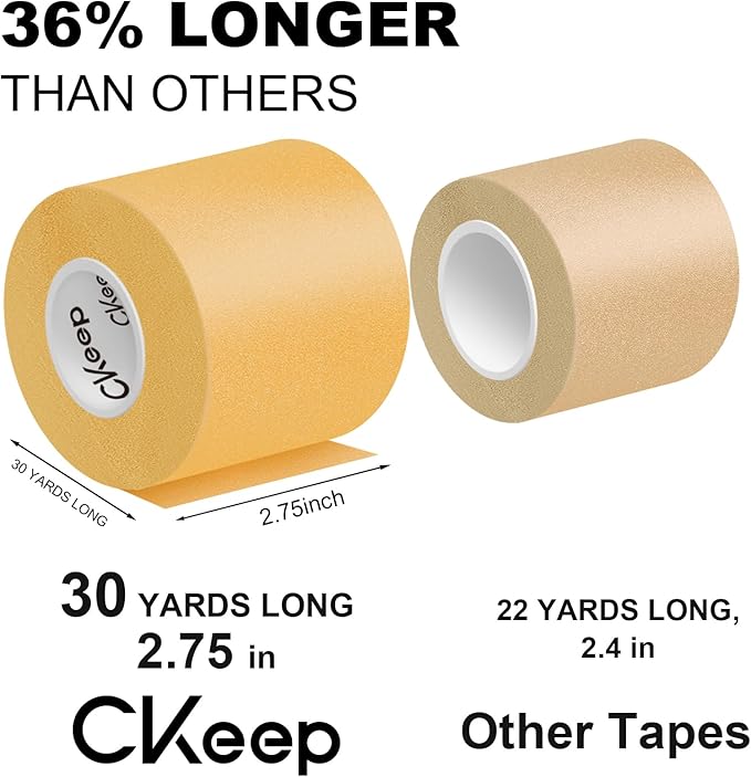 CKeep Pre Wrap Athletic, 3 Rolls Beige Prewrap Athletic Tape, Foam Underwrap Sports Wrap for Hair