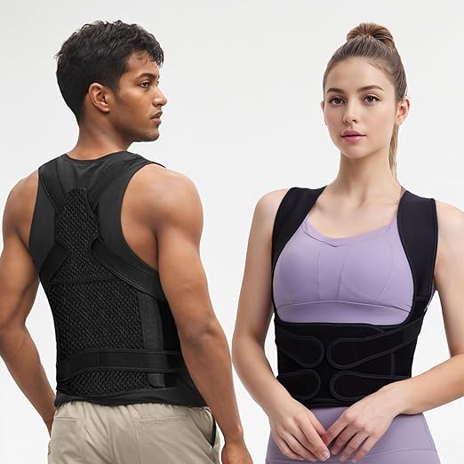 Back Brace Posture Corrector for Women and Men, Full Back Support Straps Straightener, Hunchback Improve Posture-Shoulder, Lumbar and Upper Lower Back Pain Relief (Black, M)