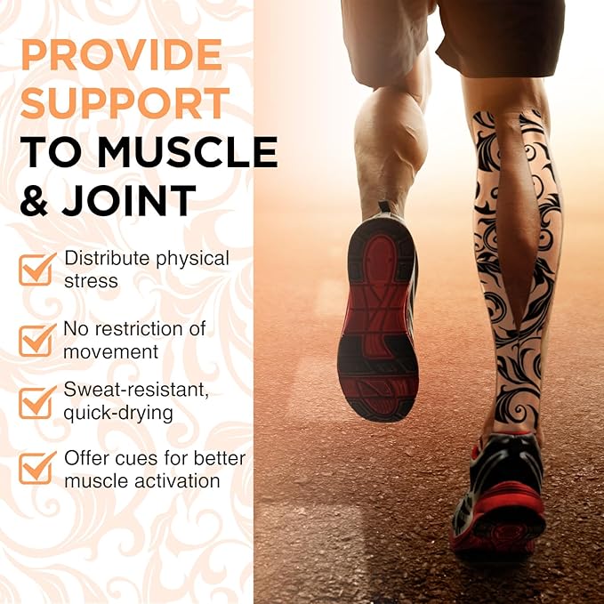 OK TAPE Synthetic Kinesiology Tape, Elastic Physical Therapy Athletic Tape for Pain Relief & Muscle Support, Uncut Kinetic Tape, 2in x 16.4ft- 2 Rolls (Flower)