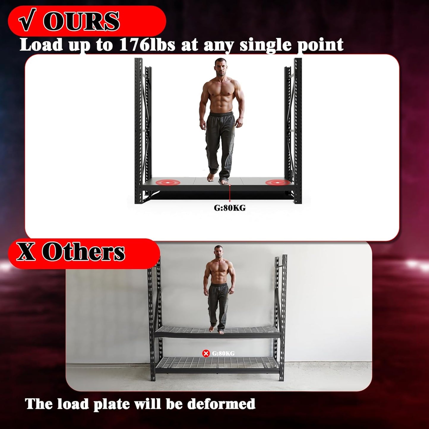 Garage Shelving Heavy Duty - 6.5ft W Extra Large Metal Shelving Units and Storage for 6500lbs, 4tier Adjustable Basement Storage Industrial Shelves Pallet Racking Organizer (23.6"D *78.7"W * 78.7"H)