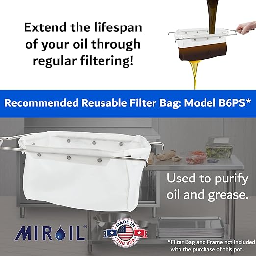 MirOil 7 Gallon Oil Disposal Caddy with Caster Wheels, USA Made Deep Fryer Grease Bucket Pot with Lid Lock & Lock Clip, 55Lb. Frying Oil Disposal Storage Container, Filtering Hot Cooking Grease - 60LC