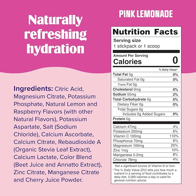 Ultima Replenisher Daily Electrolyte Powder Drink Mix – Sugar Free – Pink Lemonade, 90 Serving – Hydration Powder with 6 Key Electrolytes and Trace Minerals – Keto Friendly, Vegan, Non-GMO