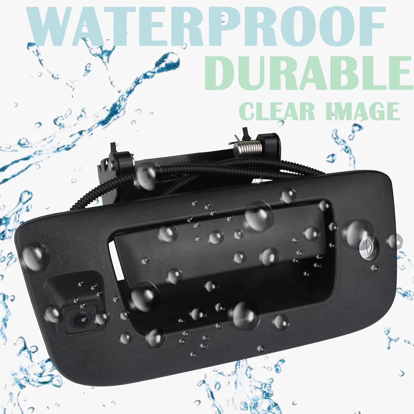 Backup Camera Tailgate Handle Rear View Camera Liftgate Latch Handle with Key Lock Cylinder Black Compatible with 2007-2014 Chevrolet Chevy Silverado GMC Sierra 1500 2500 3500