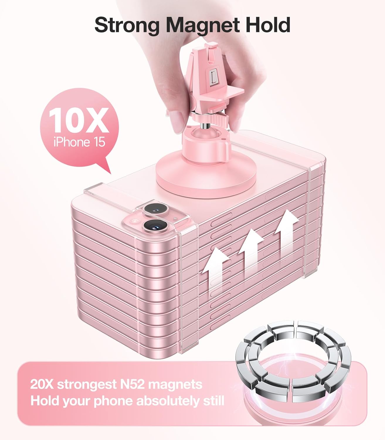 VICSEED for MagSafe Car Mount [Upgraded Strongest Magnet Power] Magnetic Phone Holder for Car Vent 360 Adjustable Magnetic Car Phone Holder Mount for iPhone 15 14 13 12 Pro Max Plus Mini, Pink