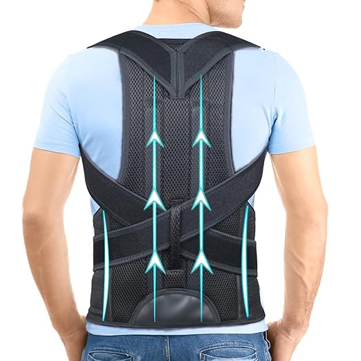 PAZAPO Posture Corrector for Men and Women - Back Brace Full Back Support Straightener for Hunchback - Upper and Lower Lumbar to Relieve,Medium(29-33 Inches)
