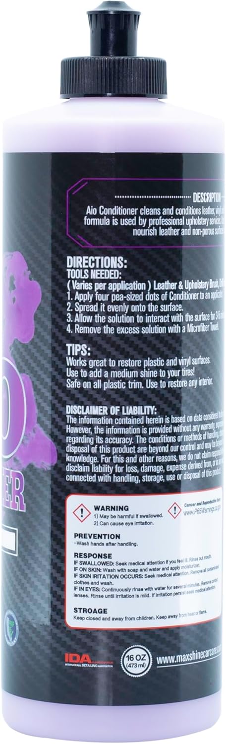 Maxshine 16oz All-in-One Premium Leather Conditioner & Cleaner – Detailing Solution for Car Seats, Sofas, Chairs & More – Safe for Leather, Vinyl & Plastic Surfaces