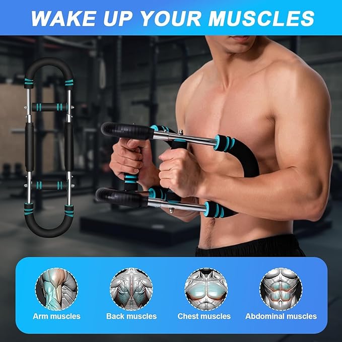 Twister Arm Trainer, Adjustable Power Twister Bar, Chest Shoulder Arm Muscle Training Equipment, Portable Spring Resistance, Detachable Design.