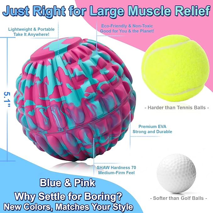 Deep Tissue Massage Ball for Exercise & Recovery - SGS Certification - Targets Back, Shoulder, Legs&Feet - Relieves Muscle Knots, Joint Pain&Tightness, Pressure Point Therapy- Myofascial Release Ball