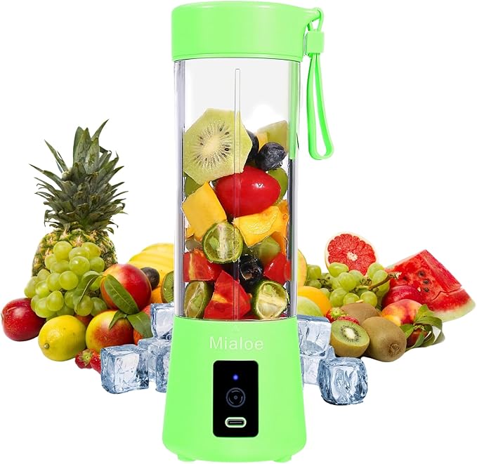 [Upgraded Version] Personal USB Juicer Cup ,Portable Juicer Blender ,Household Fruit Mixer - Six Blades in 3D,Rechargeable Fruit Mixing Machine For Baby Travel 380ml(green)