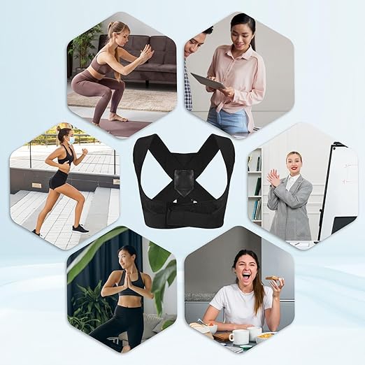 Posture Corrector for Women and Men, Adjustable Shoulder Straightener Support Back Brace Muscle Memory Support Straightener Providing Pain Relief from Neck, Shoulder, And Upper and Lower Back(Black)