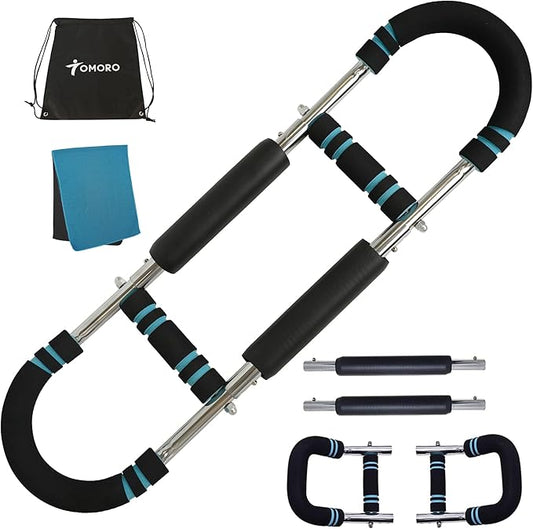 Twister Arm Exerciser, 40-130lbs Adjustable Power Twister Bar with 2 Springs & Training Poster, Upper Body Home Workout Equipment for Men & Women, Detachable Chest Exerciser