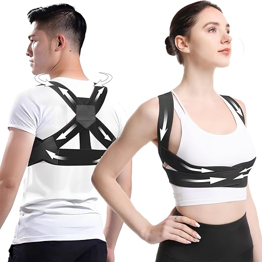 Posture Corrector for Women and Man - Posture Trainer for Neck Hump & Scoliosis Correction | Adjustable, Comfortable, and Pain-Relieving | Ideal for Desk Workers & Long-Term Wear(Medium）
