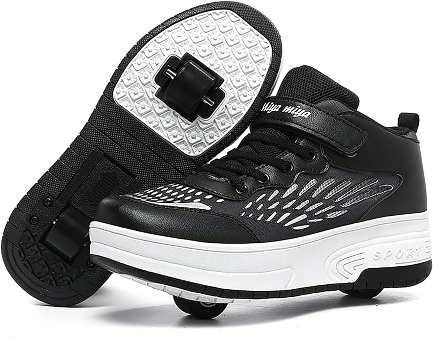 Wooowyet Roller Skate Shoes for Kids Boys Girls Rechargealbe Wheels Sneakers Fashion Roller Wheeled