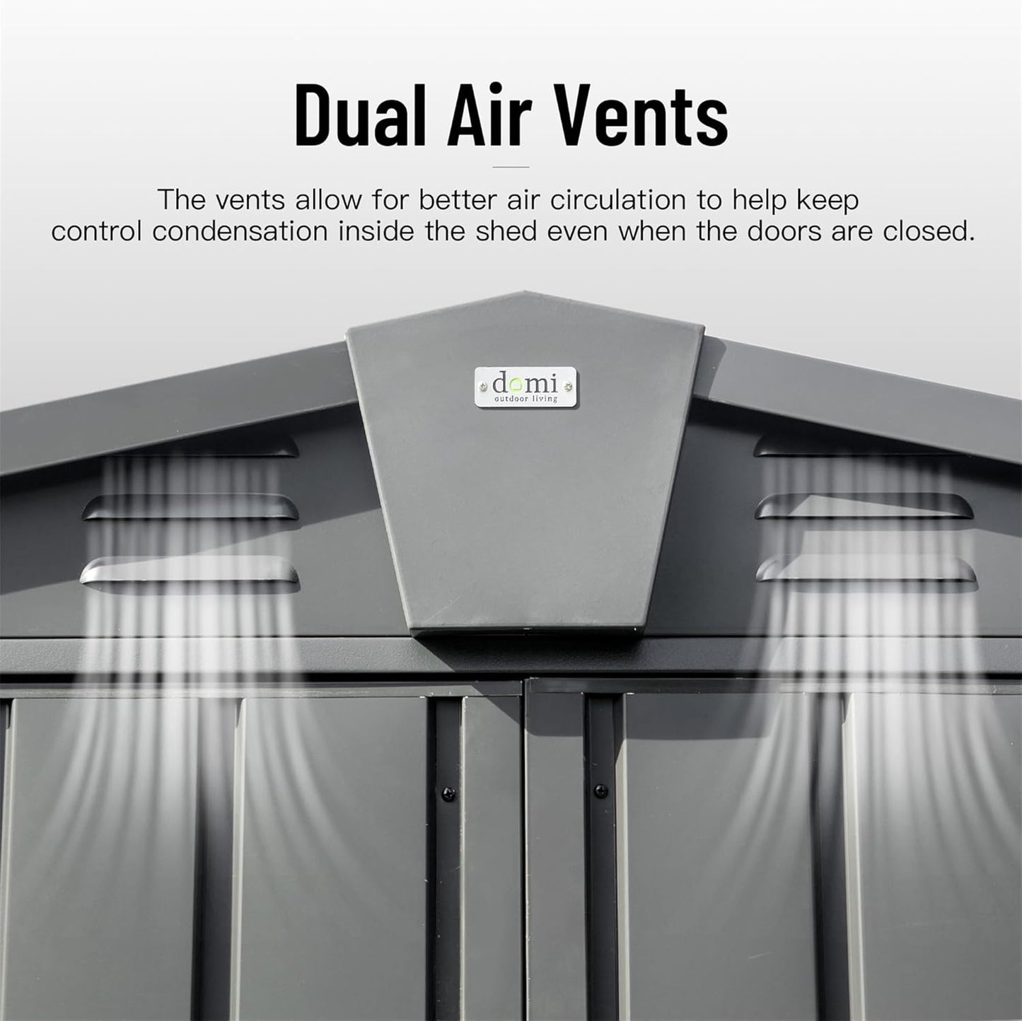 IKERY Galvanized Steel Garden Shed - 5.7' x 3' with Floor, Ventilation Vents and Lock, All - Weather Outdoor Storage for Tools in The Backyard, Dark Gray