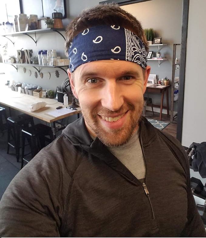 Kenz Laurenz Headbands Tie on Headband for Women Men Running Athletic Hair Head Band Elastic Sports Sweat Basketball Sweatband Stetchy Yoga Workout Sweatbands Adjustable Non-Slip Moisture Wicking