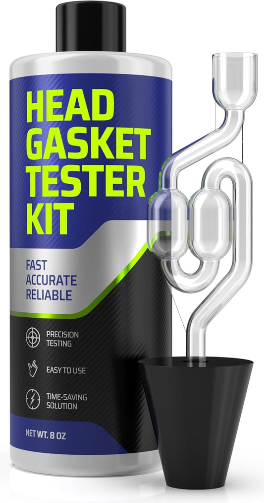 Head Gasket Tester Kit – Over 100 Tests, Complete Combustion Leak Test System with Universal Radiator Adapter, Works on Cars, Trucks, SUVs and Leak Detection Fluid 8oz