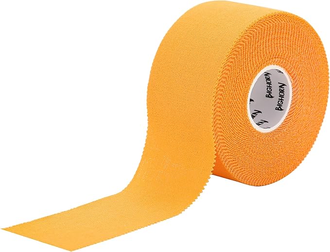 Bighorn Athletics Sports Tape | EZ-Tear Orange Athletic Tape for Wrist, Ankle & Foot Support | Zinc Oxide Infused & Latex-Free Adhesive, Breathable Cotton Fabric, 1.5-Inch x 45-Feet, 4 Rolls, Orange