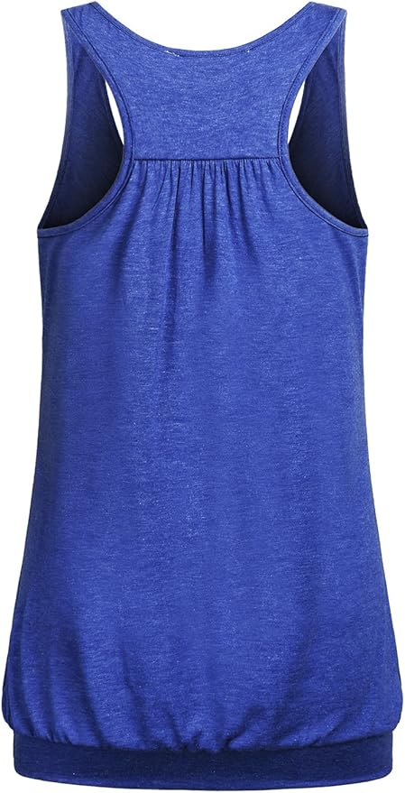 Miusey Womens Sleeveless Round Neck Loose Fit Racerback Yoga Tank Top