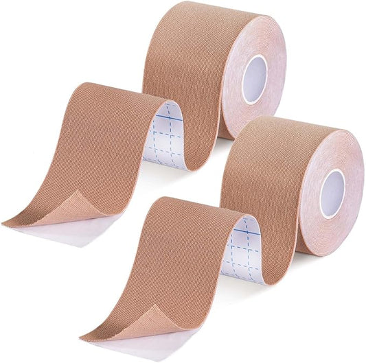 2 Pack Kinesiology Tape, Athletic Tape Supports Protects Muscles, Knees, Shoulders & Plantar Fasciitis, Waterproof & Hypoallergenic Kinesiology Tape (Skin Color)