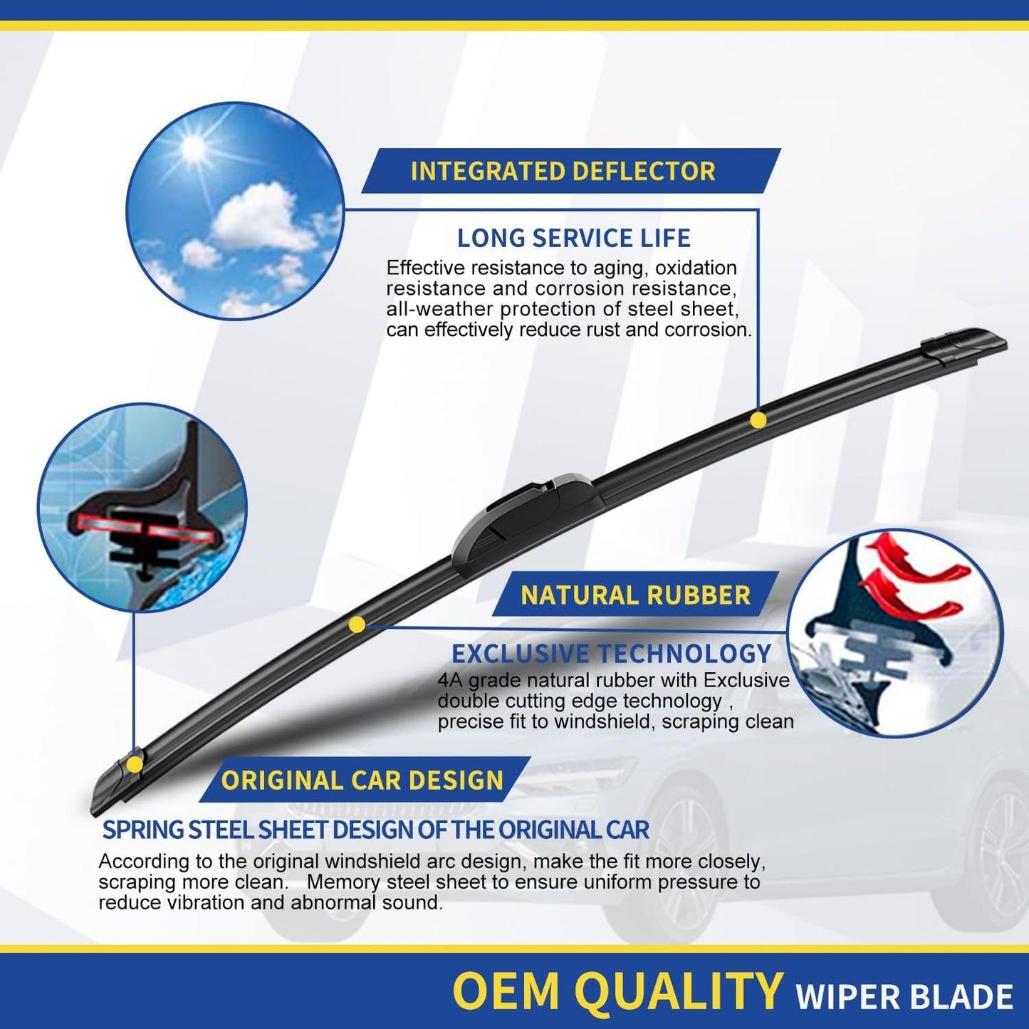 3 wipers Replacement For 2010 2011 2012 2013 2014 2015 Lexus RX350 RX450h, Windshield Wiper Blades Original Equipment Replacement - 26"+22"+16" (Set of 3) U/J HOOK