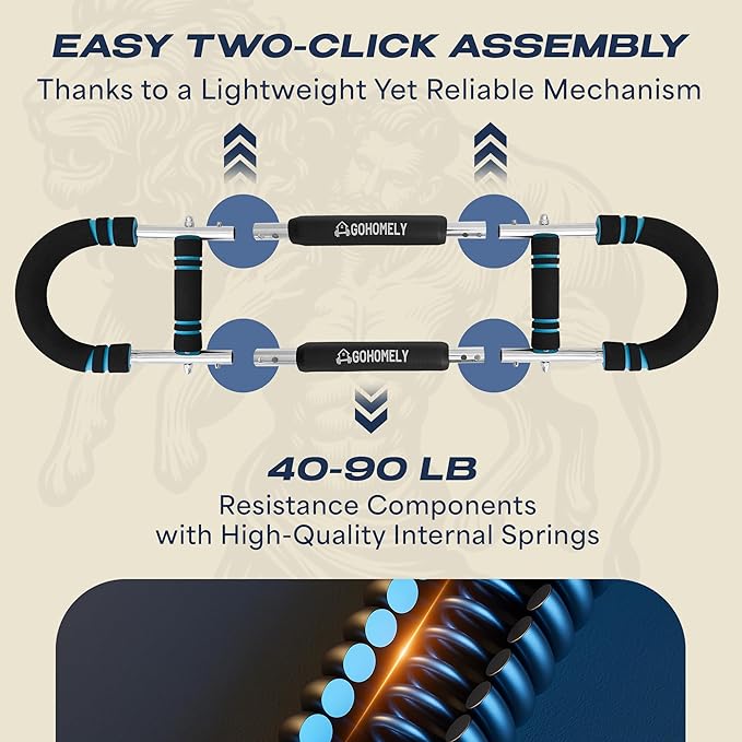 Twister Arm Trainer 40-90 lbs - Adjustable Chest, Arm & Upper Body Workout Bar for Home Gym Strength Training - Silent Resistance Power Twister by GOHOMELY