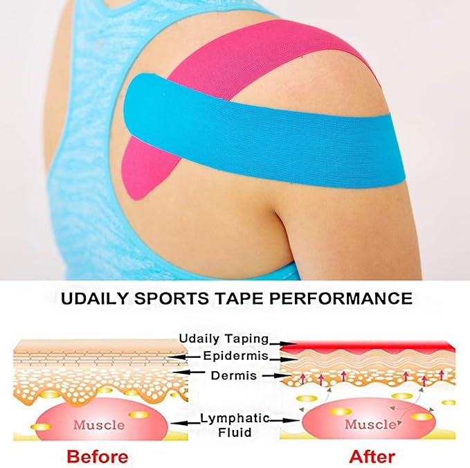 Kinesiology Tape<20 Precut Strips>Pro Elastic Athletic Tape,Cotton Waterproof Breathable Hypoallergenic Sport Tape for Joints Support & Muscle Pain Relief(Skin Color)