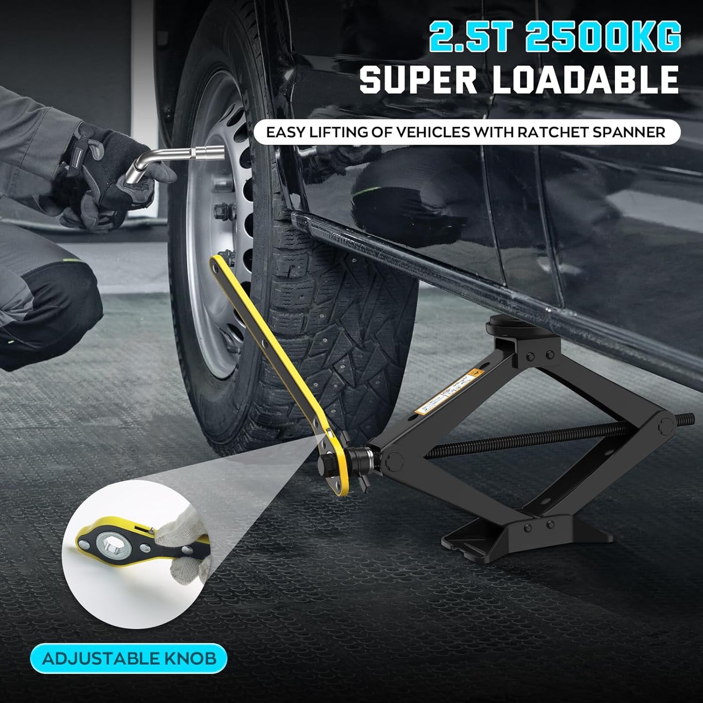 2.5 Ton Car Jack Designed for Mercedes Benz, Scissor Jack for Benz Vehicle with 2PCS Jack Pad, Tire Changing Kit Compatible with Mercedes Benz A B C E R S Class CLA CLC CLK GL GLA G GLE GLC M