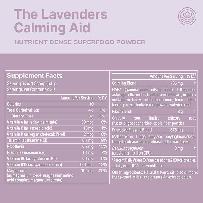 Proper, The Lavenders Calming Aid. Sleep and Relaxation Drink Mix. GABA L-Theanine Supplement with Magnesium, Lavender, Lemon Balm, and Ashwagandha. Natural Calm Stress Support Supplements
