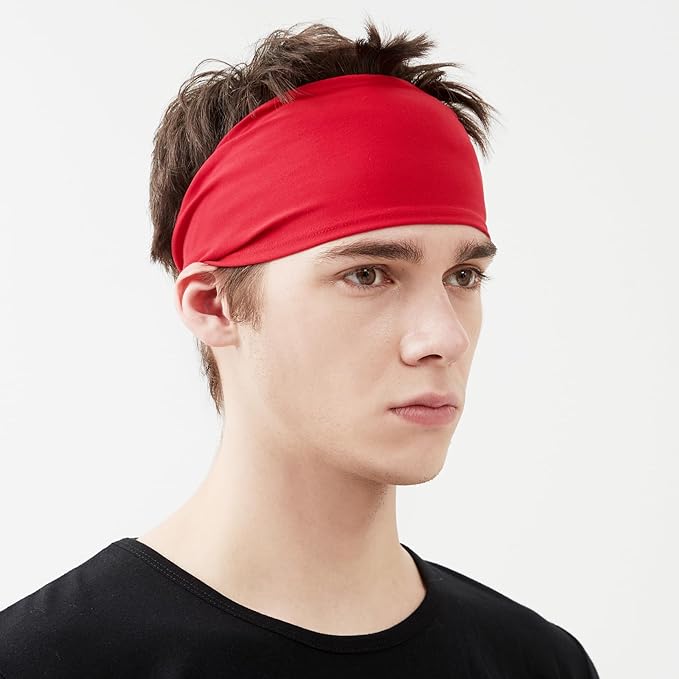Running Headbands for Men（4 or 6 Pack, Mens Stretchy Headband for Football,Cycling,Basketball,Yoga,Fitness Workout Unisex Quick-Dry Sweatband
