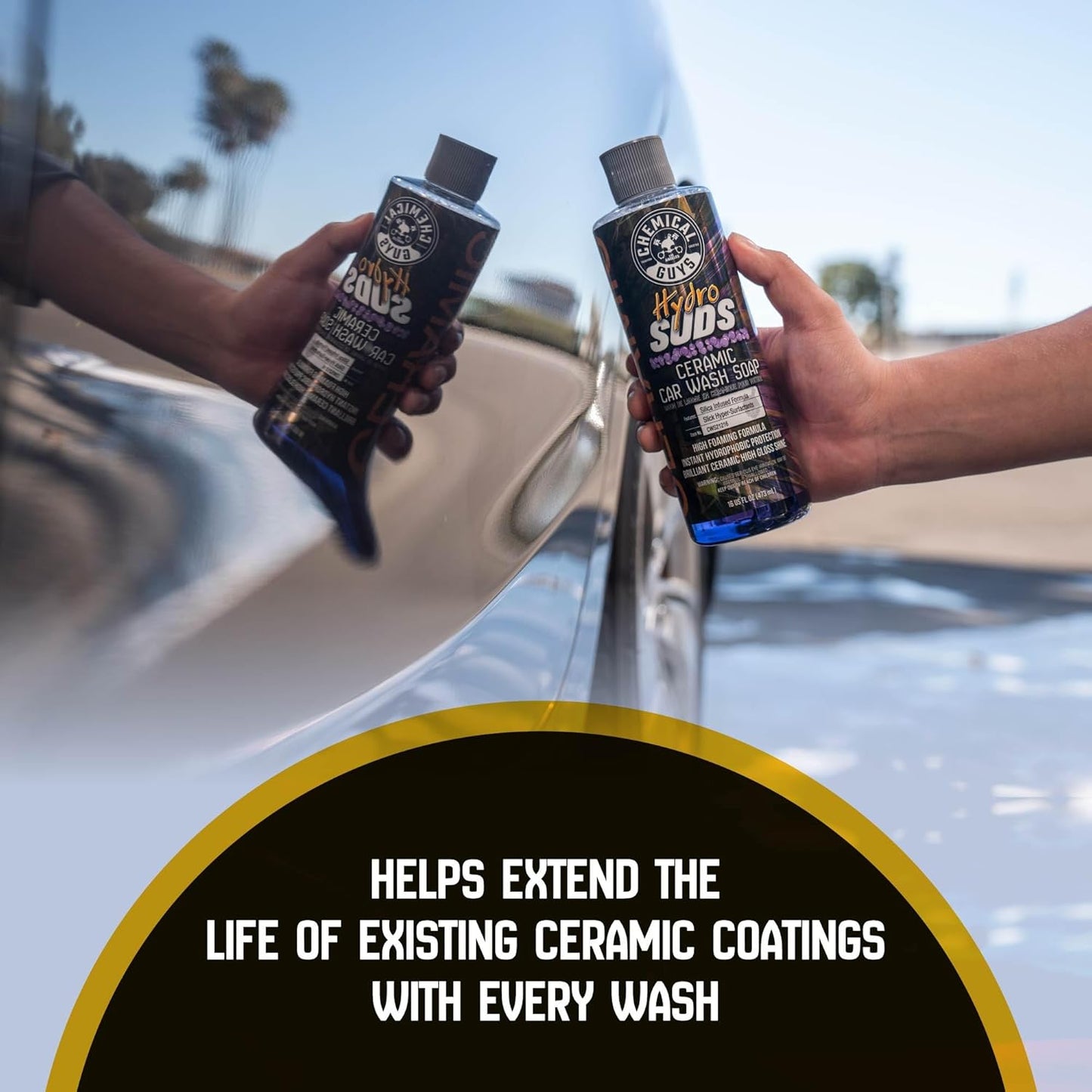 Chemical Guys HydroSuds Ceramic SiO2 Shine High Foaming Car Wash Soap (Works with Foam Cannons, Foam Guns or Bucket Washes) for Cars, Trucks, Motorcycles, RVs & More, 32 fl oz, Berry Scent - CWS21232