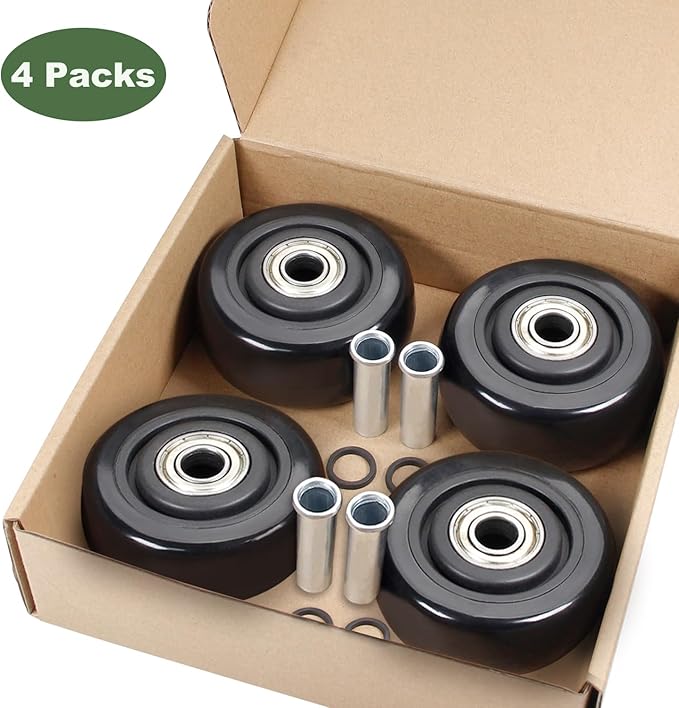 4Pcs 3 Inch Push Cart Wheels PU Caster Wheel Transport Rolling, Cargo Elevator Front Wheels, Compatible for KW181 Wheels, Platform Trucks, Grill 3" x 1.25" Wheels 3/8" axle
