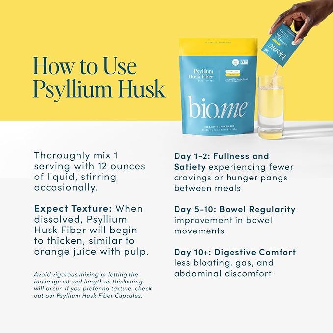 Psyllium Husk Fiber Lemonade 20 Count Travel Packs (6g Per Packet) - Psyllium Husk Powder for Digestive Health & Bloating Relief, Gluten Free, Sugar Free Prebiotic Fiber Powder, Non-GMO Supplement