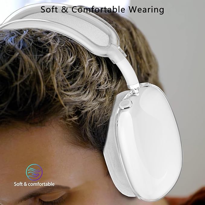 for AirPods Max Case Clear,3 in 1 Clear Soft TPU Ear Cups Case Cover/Ear Pad Case Cover/Headband Cover for Airpods Max Case Cover,Case for AirPod Max Headphone Accessories-Crystal