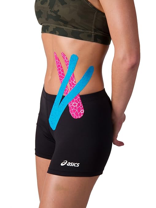 THERABAND Kinesiology Tape, Waterproof Physio Tape for Muscle & Joint Support, Standard Roll with XactStretch Application Indicators, 2" X 10" Strips, 20 Precut Strips, Black/Gray