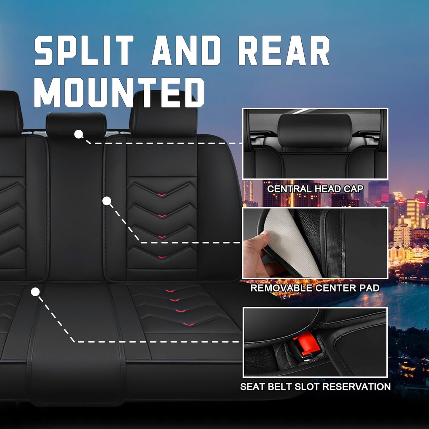 Car Seat Covers for Chrysler Pacifica 2004-2025, Stylish Sport Seat Cover, Premium Nappa Leather Car Seat Cover. Automobile Seat Covers Sets.(Luxury 5 Seats/Black)