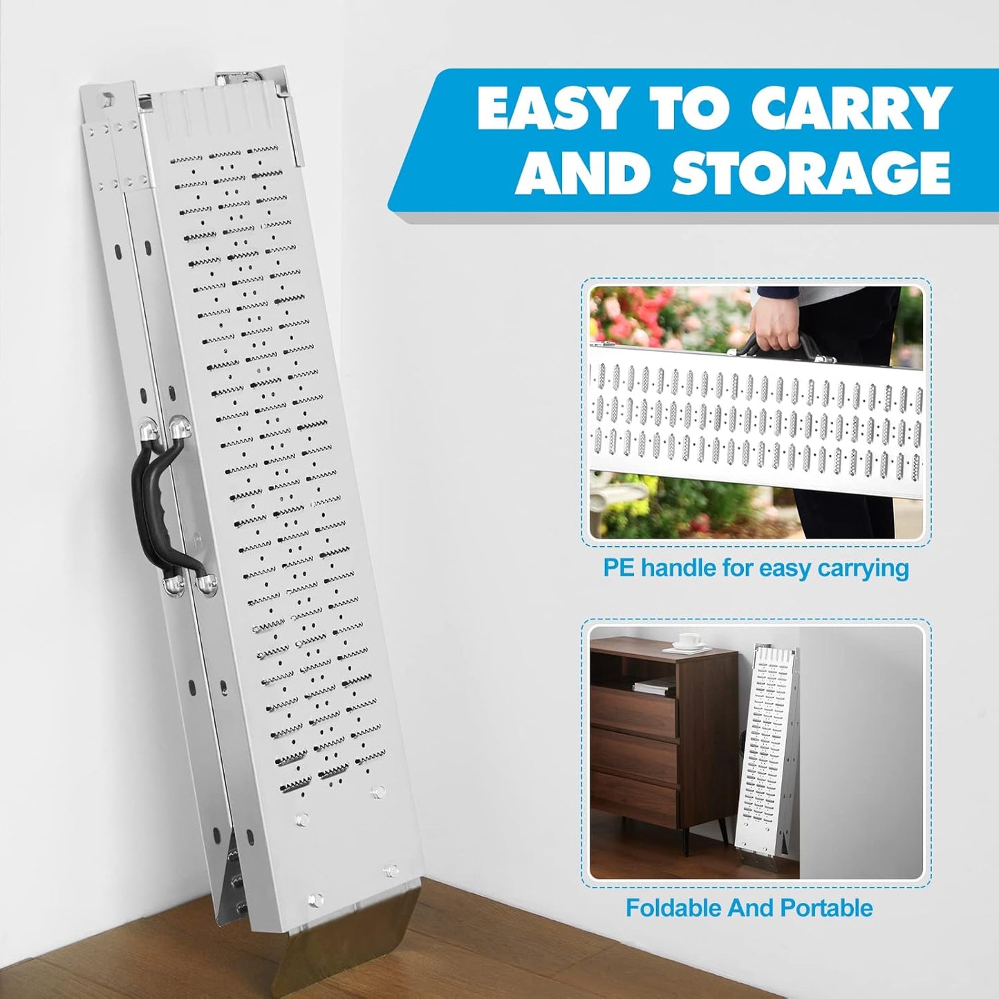 78.7" L × 8.6" W Loading Ramps for Pickup Trucks(2 Pcs),1500LBS Folding Truck Ramps(with Handle),Motorcycle Ramp, ATV Ramps for Lawn Mower,Snow Blower,Dirt Bikes,Car Tailgate,Golf Carts,UTV