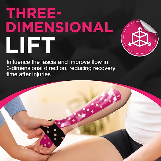 OK TAPE Perforated Kinesiology Tape for Sensitive Skin, More Breathable, Elastic Athletic Tape for Pain Relief & Muscle Support, Uncut 2 Rolls - 2in x 16.4ft (Black)