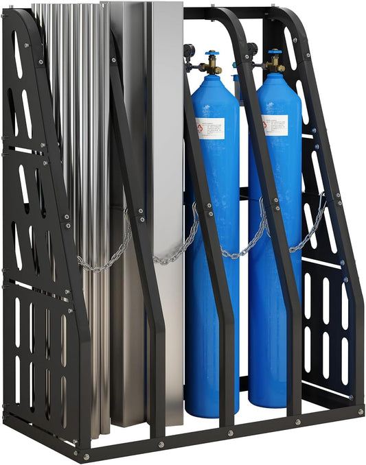 1500LBS Vertical Bar Rack Standing Storage Rack, 47" W x 24" D x 60" H Steel Vertical Long Parts Storage Rack with Galvanized Chains & 2 Side Pegboards, 4 Bays Lumber Storage Rack for Garage Storage