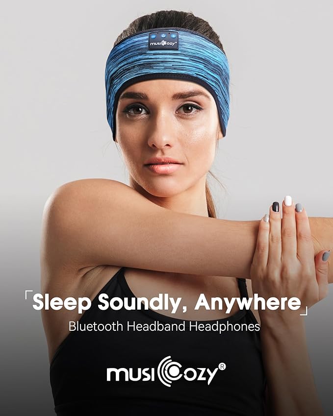 MUSICOZY Sleep Headphones Bluetooth 5.4 Headband, Wireless Music Sleeping Mask Headphones Earbuds Earphones Sweatproof for Women Mom Sports Workout Running Jogging Yoga Cool Gadgets Unique Gifts