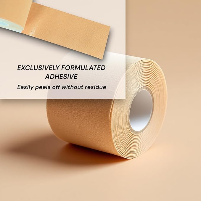 JLB Kinesiology Tape – 2 Rolls (16ft Each) – Strong Adhesion, Waterproof & Sweatproof – Latex-Free Sports Tape for Pain Relief, Muscle Support & Recovery – Physical Therapy & Athletic Tape (Beige)