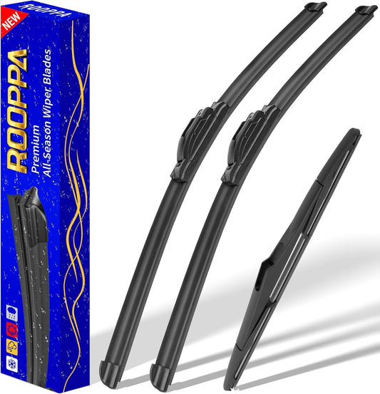 3 wipers Replacement for 2007-2017 Jeep Wrangler/2008-2018 Jeep Wrangler JK, Windshield Wiper Blades Original Equipment Replacement - 15"/15"/13" (Set of 3) U/J HOOK