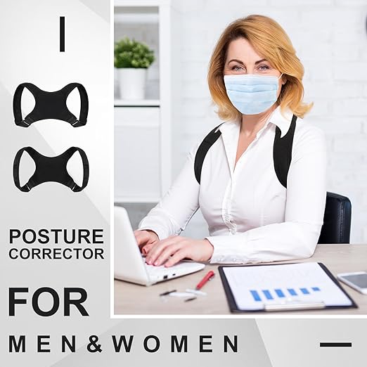 Posture Corrector for Women and Men, Adjustable Posture Back Brace Shoulder Brace, Discreet Under Clothes Design Back Support, Back Pain Relief for Improved Neck Support(Black)
