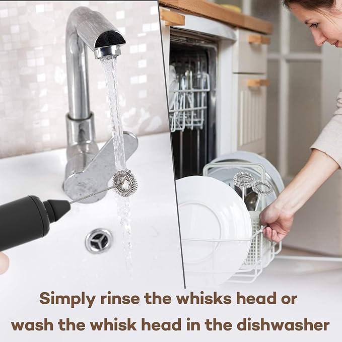 Milk Frother Handheld,3-Speed Rechargeable Coffee Foamer Drink Whisk with 3 Stainless Steel Heads Electric USB C Whisk for Coffee, Latte, Cappuccino, Hot Chocolate, Protein,Egg light Black