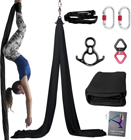 PRIOR FITNESS Aerial Silks Kit Colorful 9/15/20 Yards 40D Nylon Fabric Hammock Set With Hardware & Guide for All Levels Of Aerial Yoga Practice and Acrobatic Flying For Adults Aerial silk