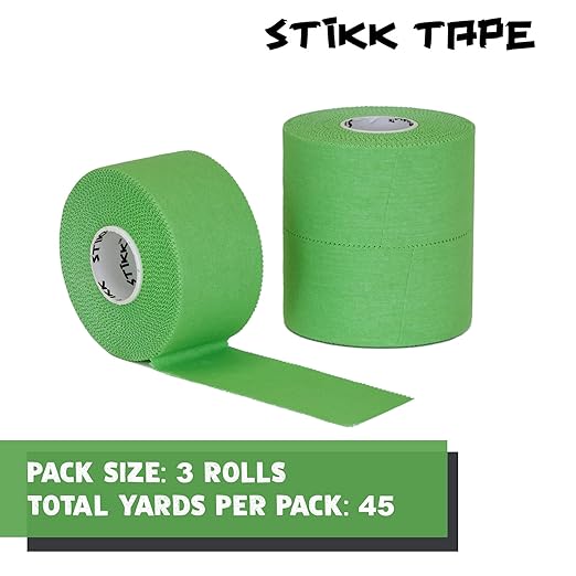 STIKK Athletic Tape - 3pk Green Athletic Tape - 1.5 inch x 15 Yards - Athletic Tape for Stabilizing & Supporting Muscles and Joints - Athletic Training Supplies to Safeguard Against Sports Injuries