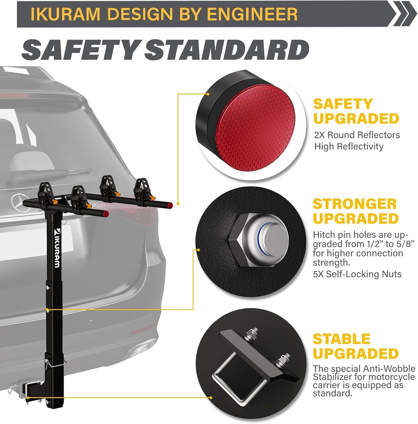 2 Bike Rack Bicycle Carrier Racks Hitch Mount Double Foldable Rack for Cars Truck SUV Fits 2" Hitch Receiver, Including Anti-Rattle Hitch Tightener