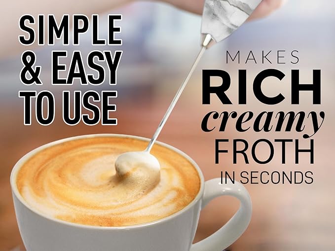 Zulay Powerful Milk Frother With Upgraded Titanium Motor - Handheld Electric Whisk for Coffee, Latte, Matcha - Mini Mixer and Blender for Frappe - No Stand - Quartz