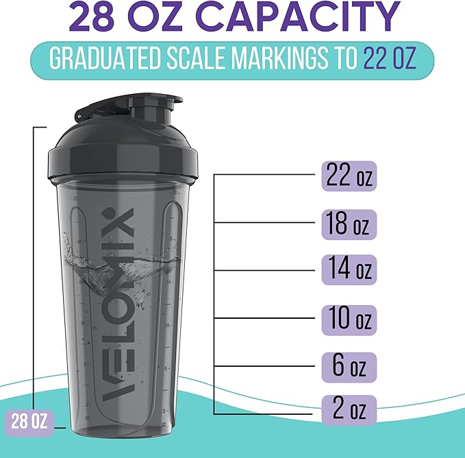 '-6 PACK- 28 oz Protein Shaker Bottle for Protein Mixes - 6x Wire Whisk | Leak Proof Shaker Cups for Protein Shakes | Protein Shaker Bottle Pack | Protein Shake Cup (Elemental Mix)