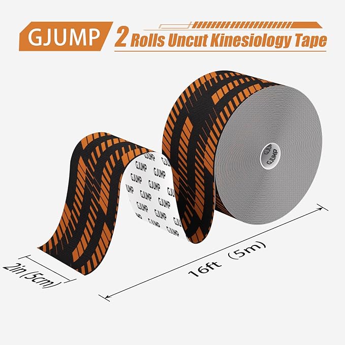 Kinesiology Tape, 2 Rolls Hypoallergenic Athletic Tape for Muscle Strain Relief & Joint Support, Waterproof & Breathable Sports Tape for Pain Relief, 2in x 16ft Uncut Roll-Stripe